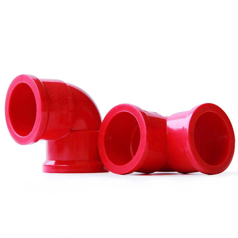 PVC Red Thicker Pipe Fittings Tee Socket T Type Elbows Solvent