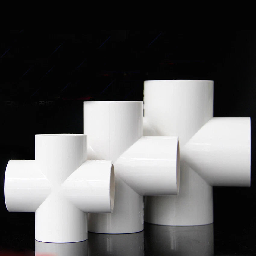 20mm to 160mm Cross Sleeve PVC Pipe Fittings Adhesive Connectors White Blue Gray