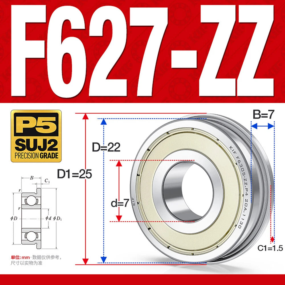 Mini Metal Shielded Flanged Ball Bearings - Model Complete Inner Diameter 2-50mm