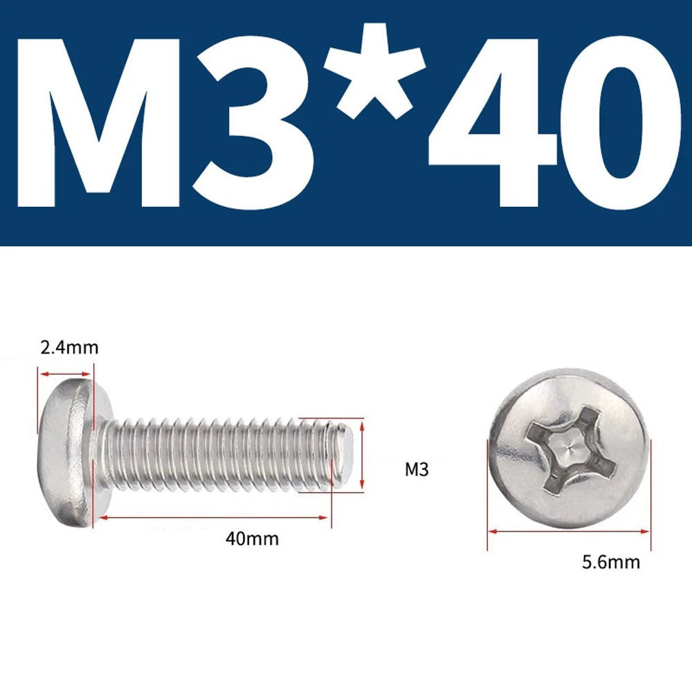 Phillips Pan Head Machine Screws — A4 Marine Grade Stainless Steel, DIN 7985 (M1.6–M10)