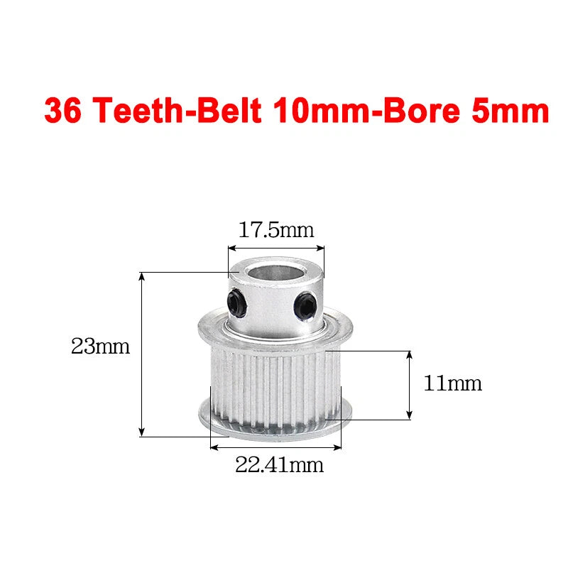 2GT Drive Pulley With Step 16 Tooth - 100 Tooth Bore 4mm - 25mm for 10mm Belt