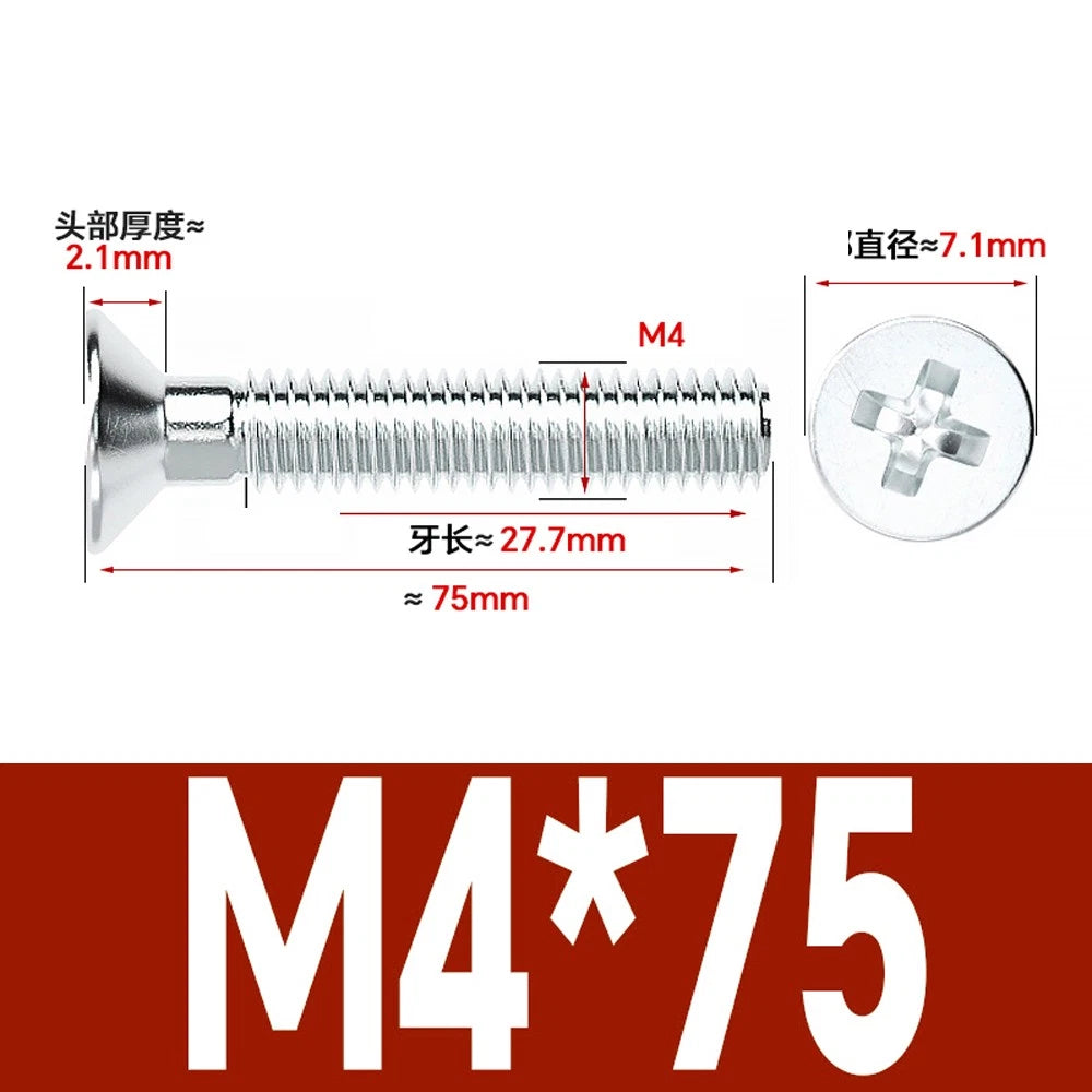 Countersunk Phillips Machine Screws – M2 to M12, White / Colour Zinc Plated, Carbon Steel