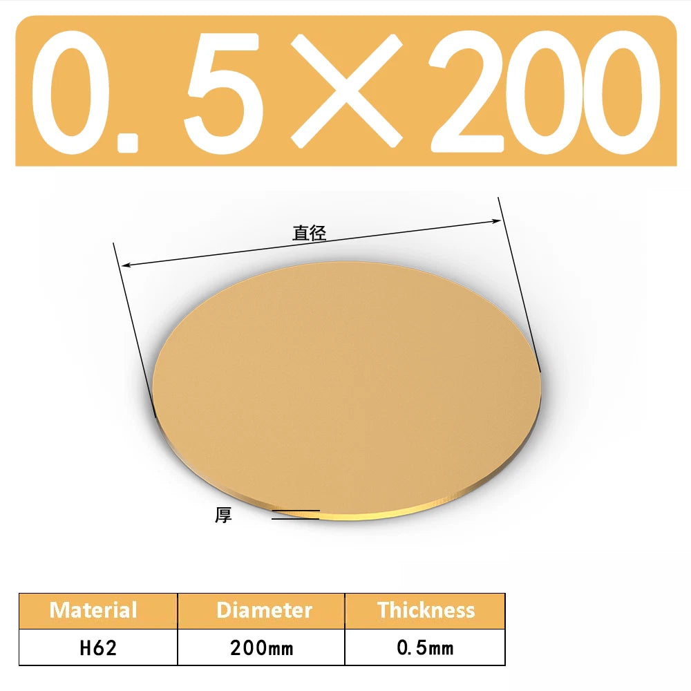H62 Solids Brass Discs Blanks Metal Round Sheets OD 10mm-300mm Thick 0.3mm-4mm