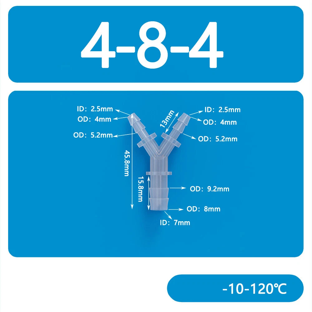 Y-Type 3-Way Barbed Hose Connector — Plastic Tee Fitting for Tube & Pipe