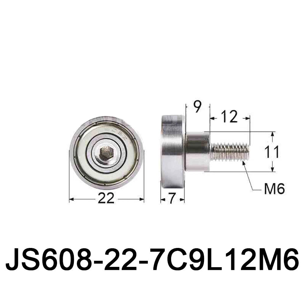 NTBG 7-52mm Metal Ball Bearing Pulley Flat Roller Guiding Wheel M3-M10 Threaded