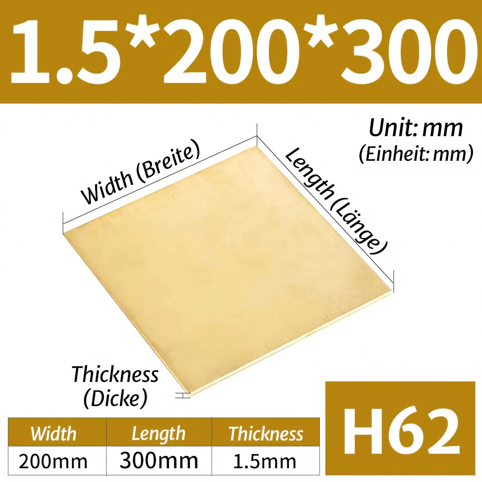 H62 Brass Sheet Plate Guillotine Offcuts, Various Multiple Sizes 0.3mm-8mm Thick