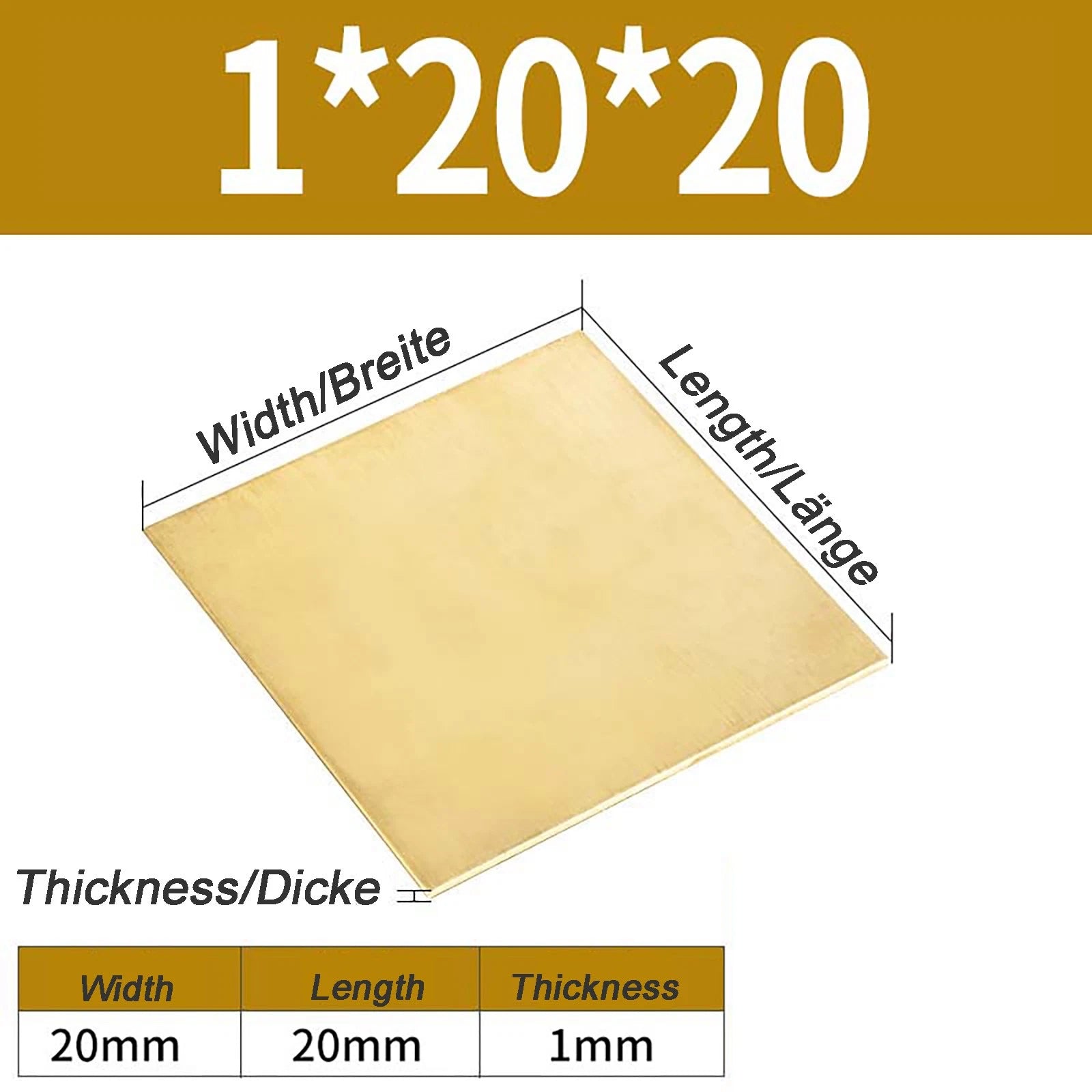 Natural Brass Sheet Metal guillotine cut - 0.3mm - 3.0mm - Multiple Sizes