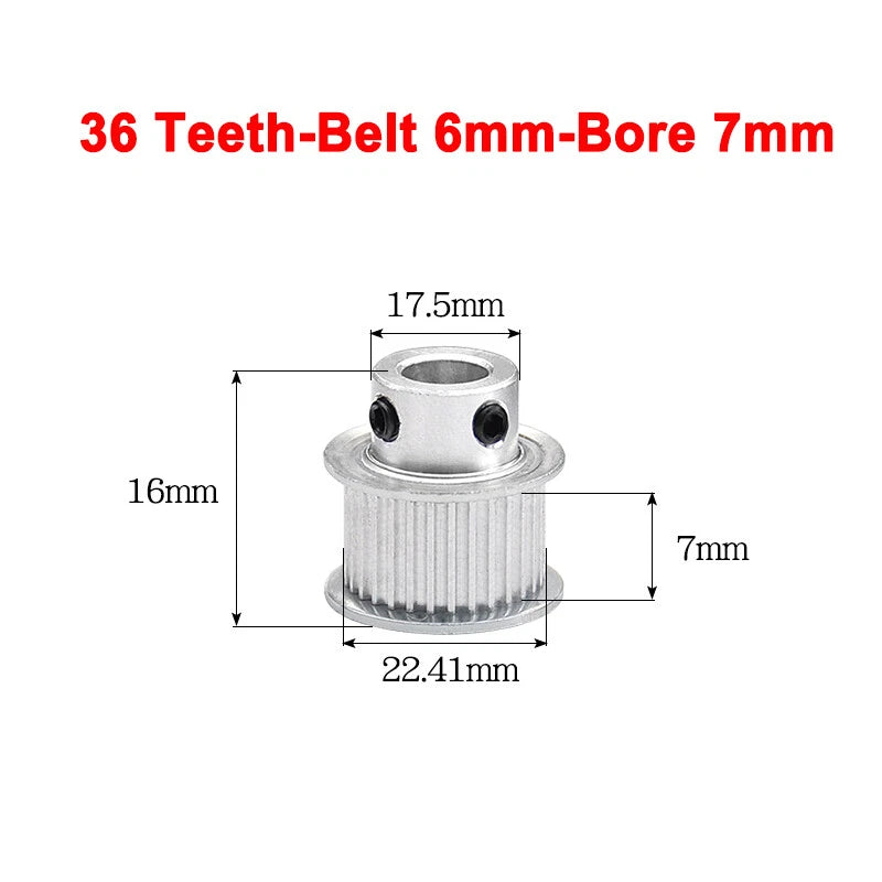 2GT Drive Pulley With Step 16 Tooth - 100 Tooth Bore 4mm - 25mm for 6mm Belt