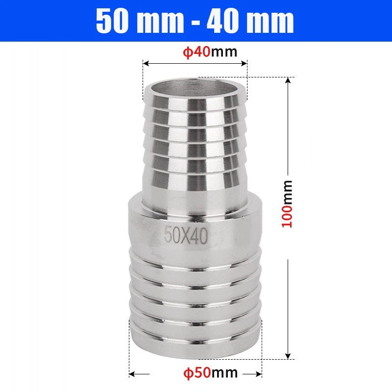6mm~50mm Stainless Reducer Barbed Hose Joiner Connector Air Water Pipe Gas Tubi