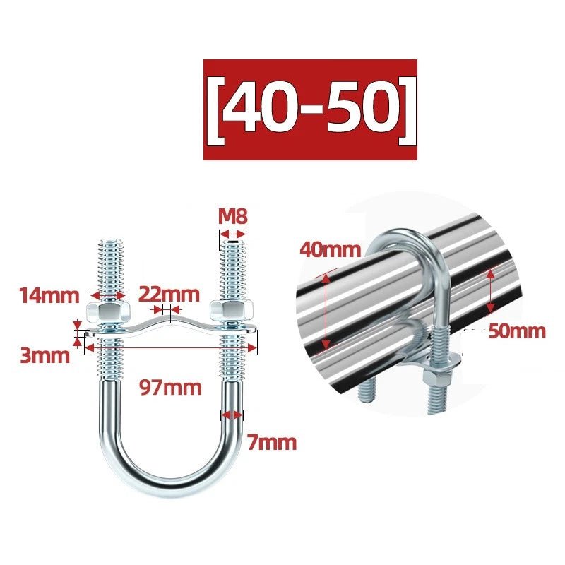 U - Bolt Pipe Clamp — Double & Single U - Shape Saddle Clamp for Greenhouse & Awning Frames - HomeDIYer