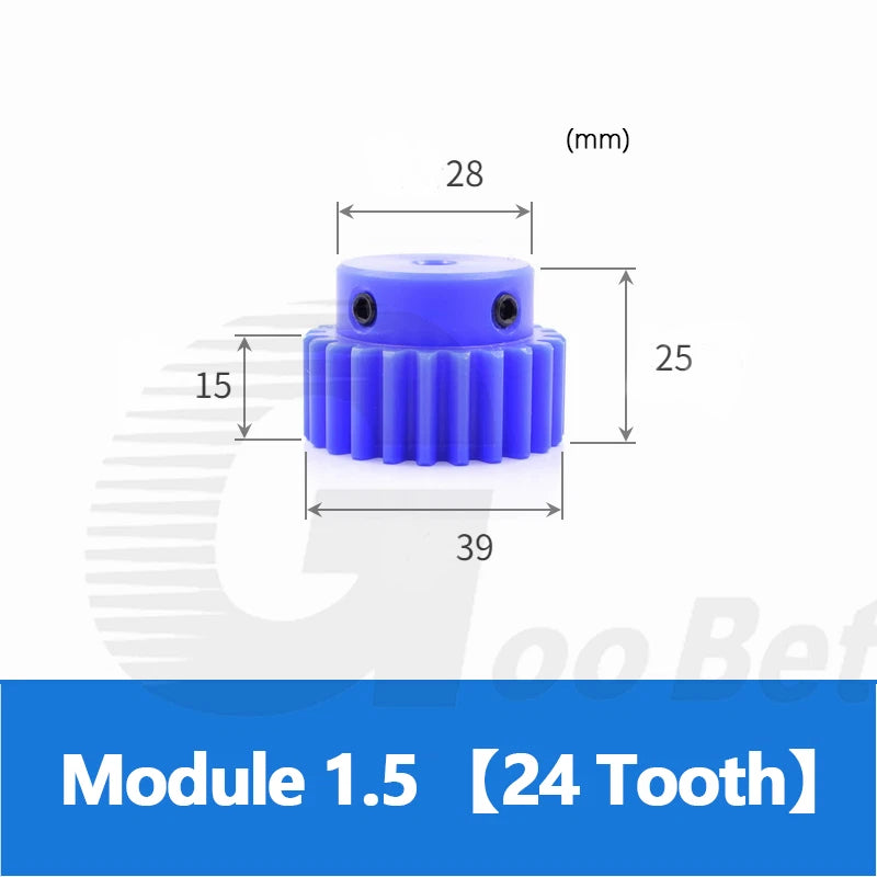 Mod 1/1.5/2 Precision Spur Gear Pinion 15-120 Tooth with Step Bore 4-16mm Nylon