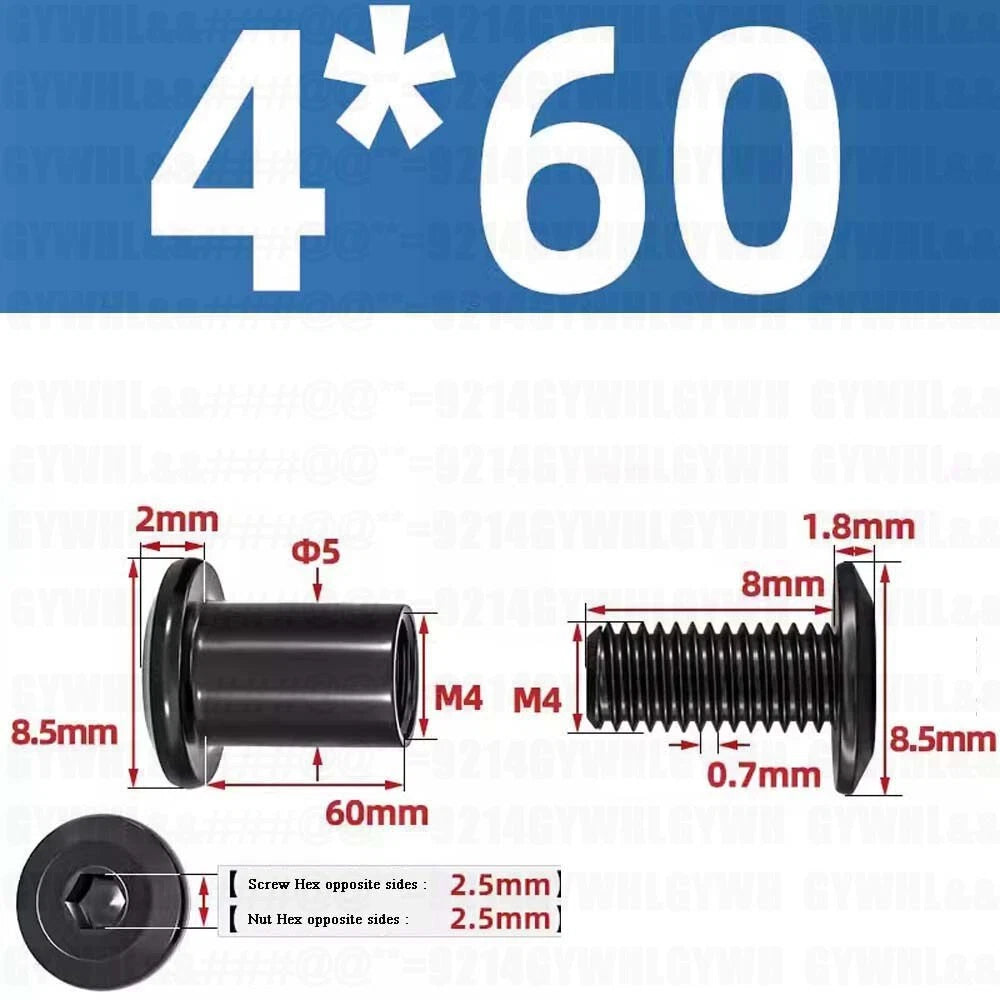 Metric Furniture Connector Bolts with End Cap Nuts — Stainless Steel M2 to M10