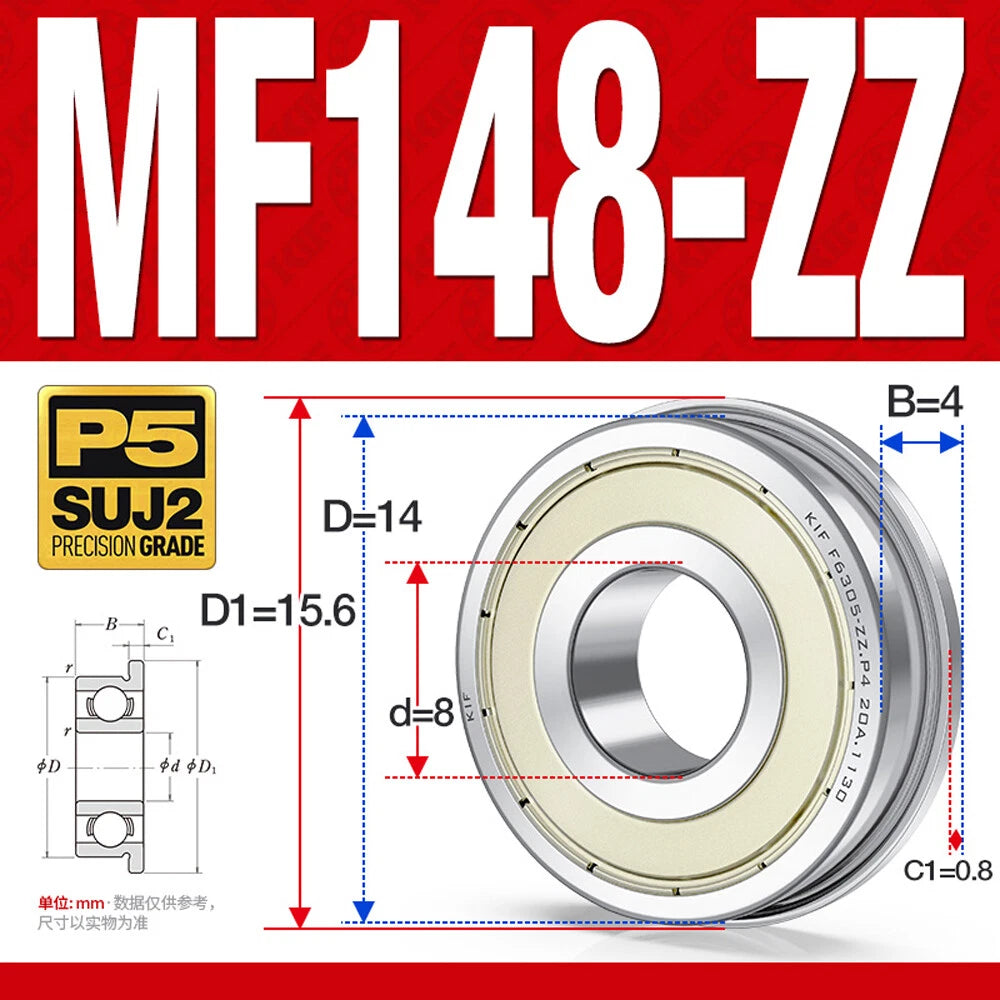 Mini Metal Shielded Flanged Ball Bearings - Model Complete Inner Diameter 2-50mm