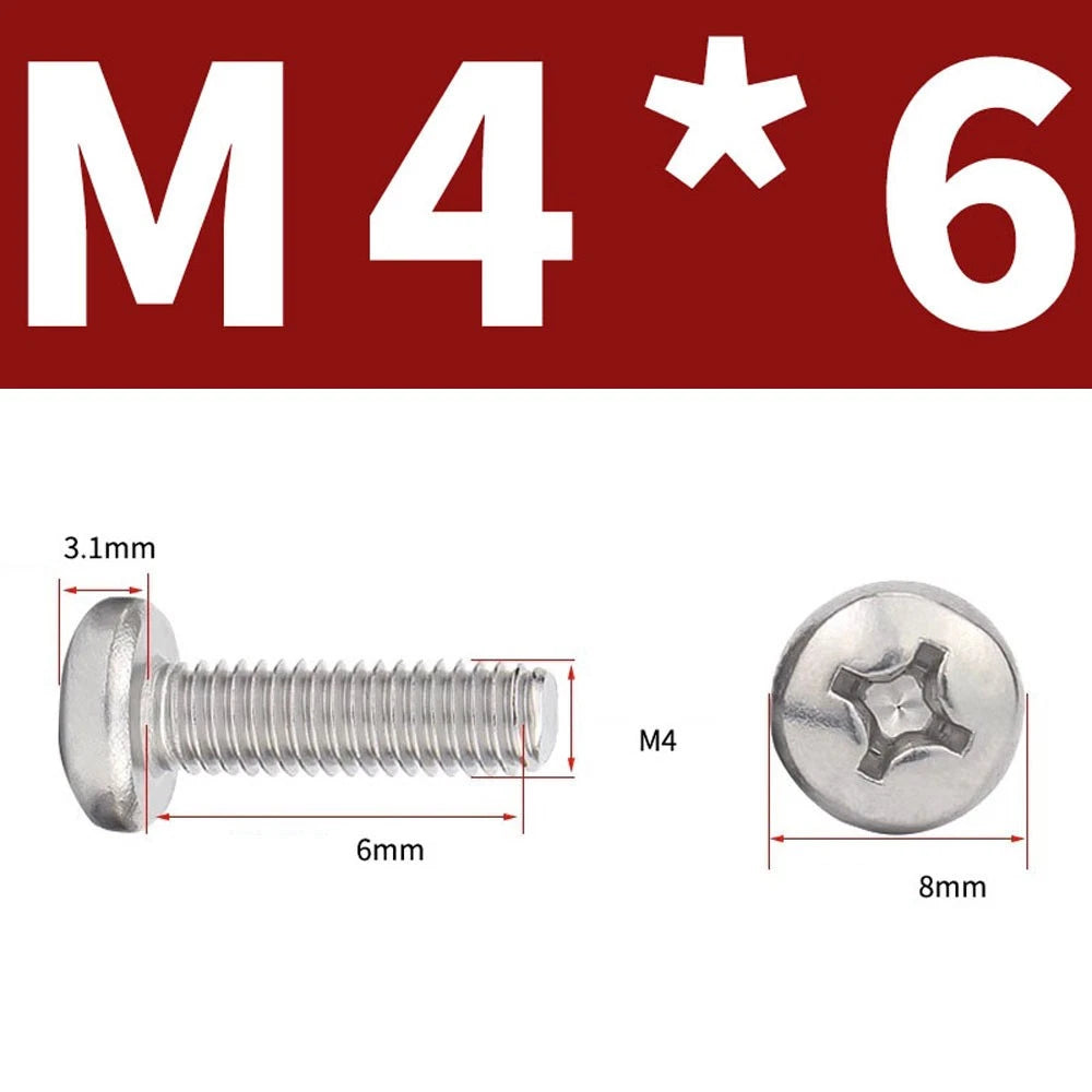 Phillips Pan Head Machine Screws — A4 Marine Grade Stainless Steel, DIN 7985 (M1.6–M10)