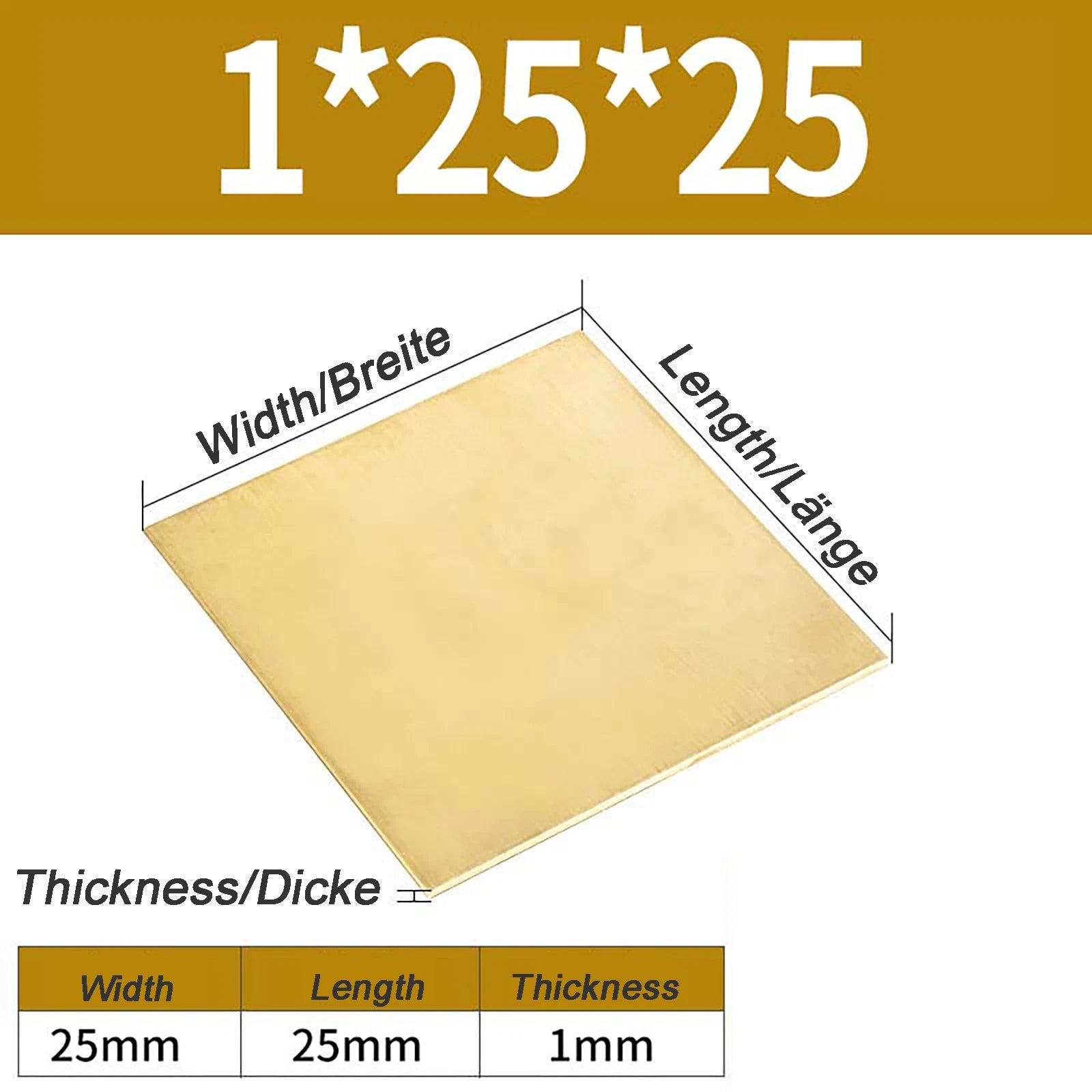 Natural Brass Sheet Metal guillotine cut - 0.3mm - 3.0mm - Multiple Sizes