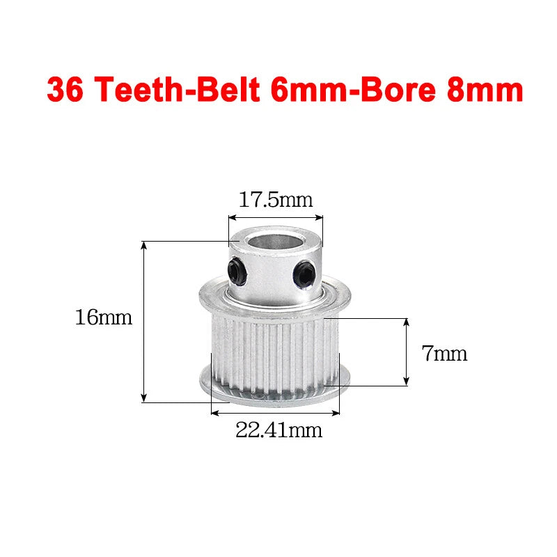 2GT Drive Pulley With Step 16 Tooth - 100 Tooth Bore 4mm - 25mm for 6mm Belt