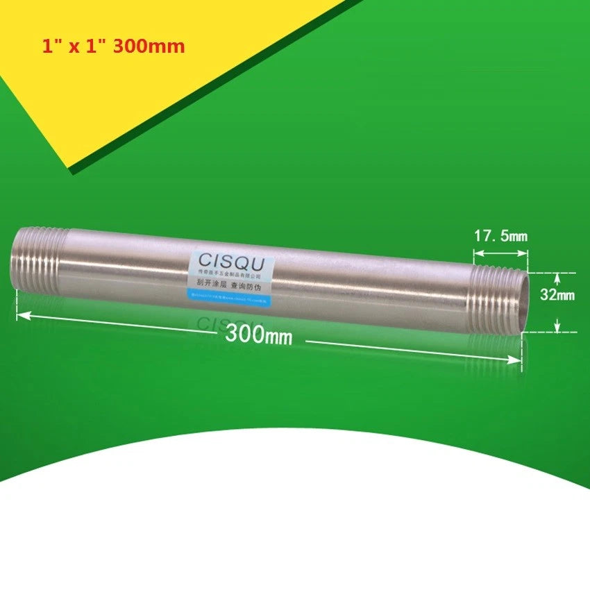 Stainless Steel BSP Male Threaded Double Nipple Pipe Extension Fitting | 1/2" 3/4" 1"