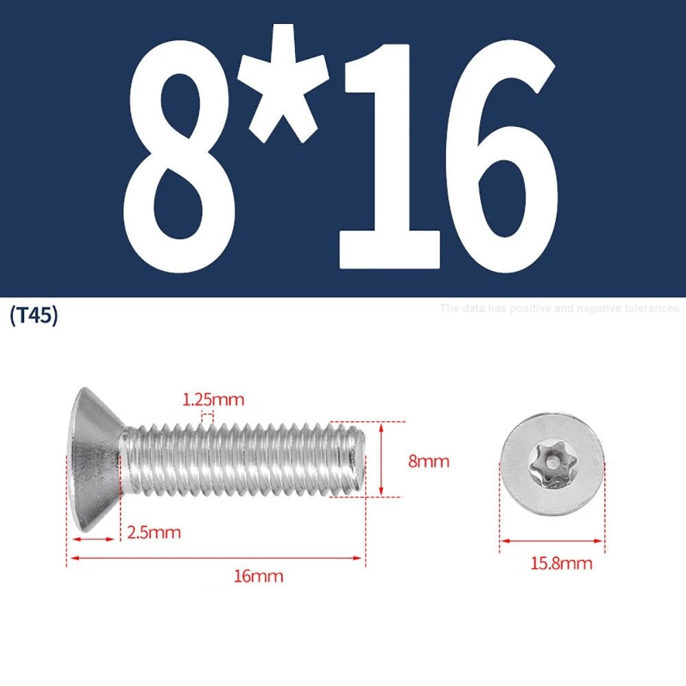 M3–M8 Pin Torx Countersunk Flat Head Machine Screws | A2 Stainless Steel - HomeDIYer