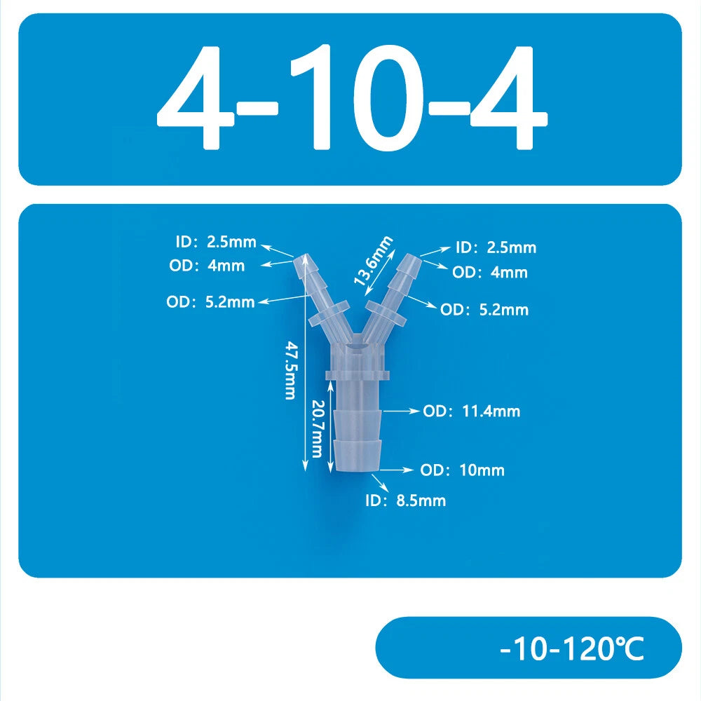 Y-Type 3-Way Barbed Hose Connector — Plastic Tee Fitting for Tube & Pipe