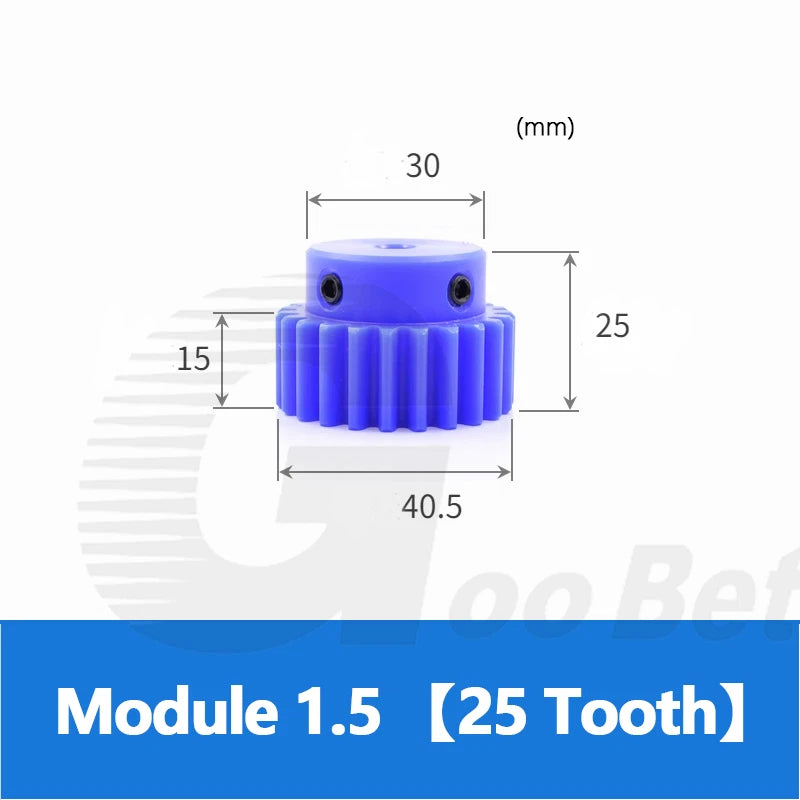 Mod 1/1.5/2 Precision Spur Gear Pinion 15-120 Tooth with Step Bore 4-16mm Nylon