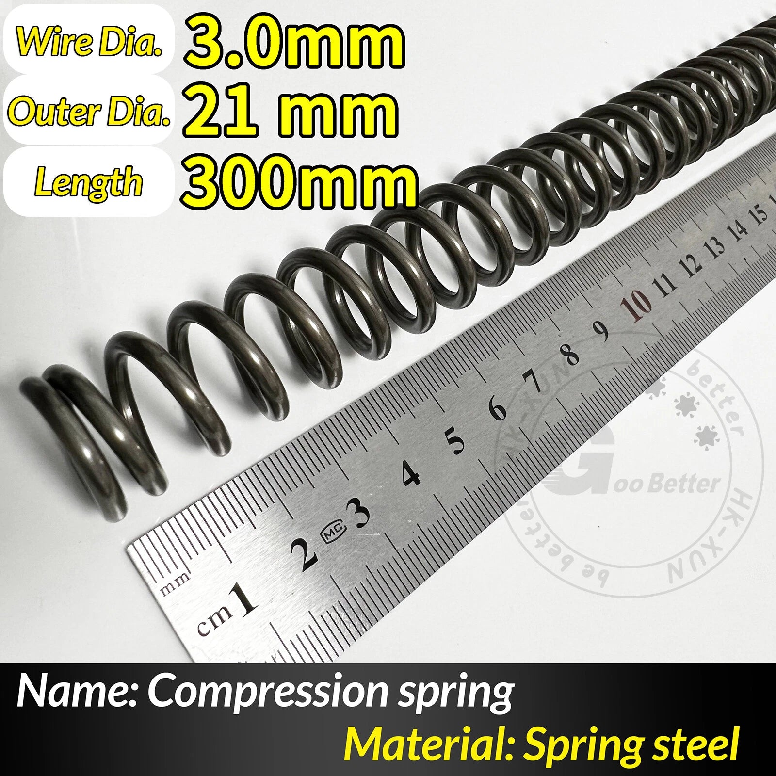 Compression Spring Pressure Springs, Wire Dia 2-3.5mm, OD 10-60mm, Length 300mm