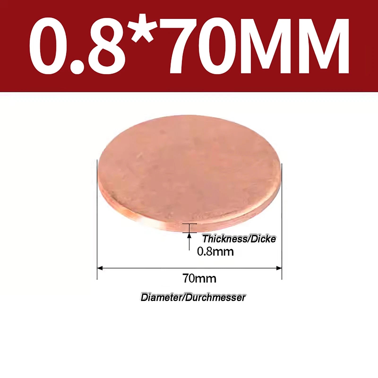 Solid Pure Copper Discs Blanks Round Plate Metal Sheet Thick 0.3~6mm Ø10mm~150mm