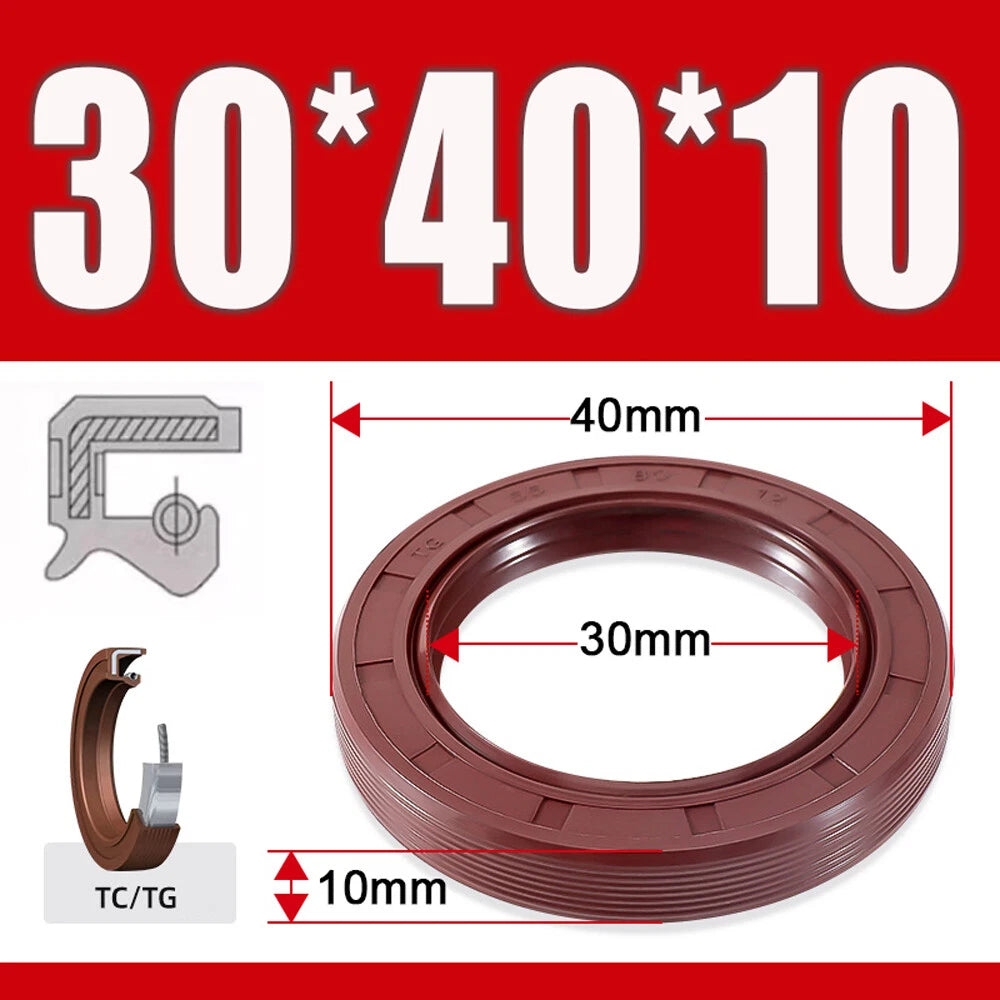 TC/TG Dual Lip FKM Oil Seal — Metric Rotary Shaft Sealing Ring, ID 25–50mm
