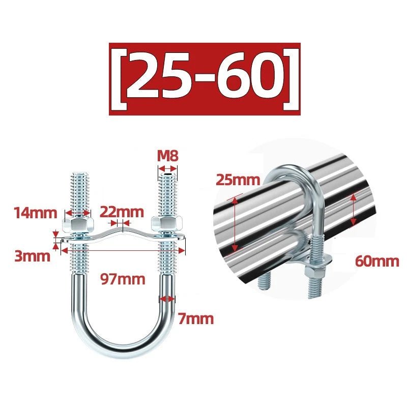 U - Bolt Pipe Clamp — Double & Single U - Shape Saddle Clamp for Greenhouse & Awning Frames - HomeDIYer