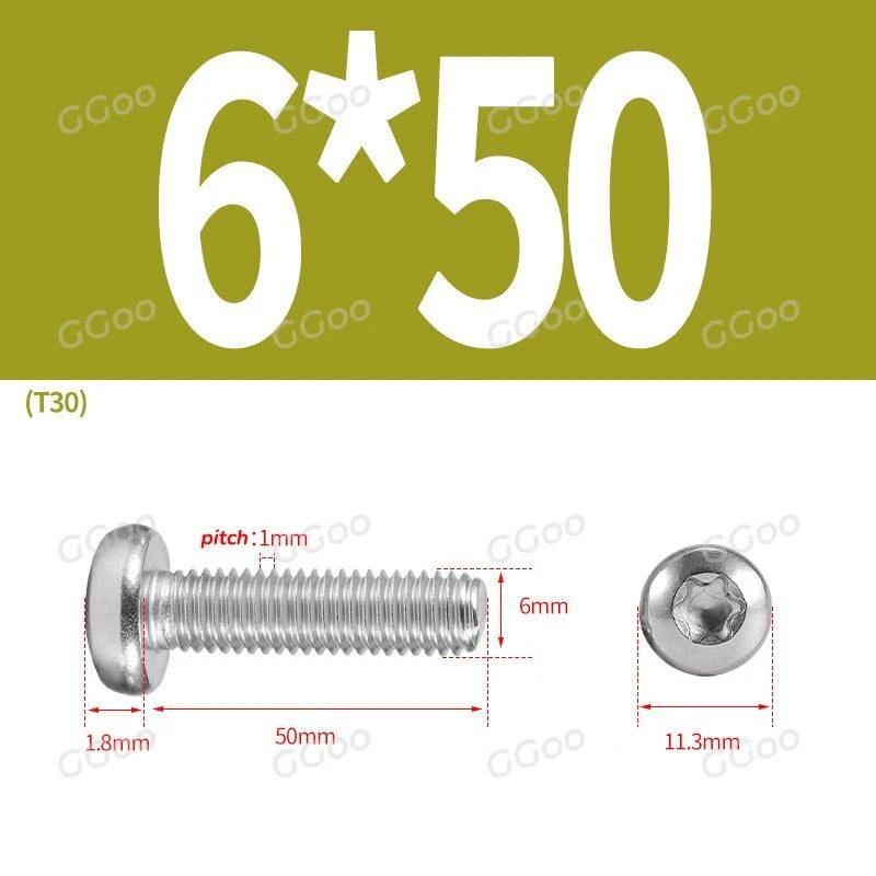 A2 Stainless Steel Torx Pan Head Machine Screws — M2 to M8, Six-Lobe Drive