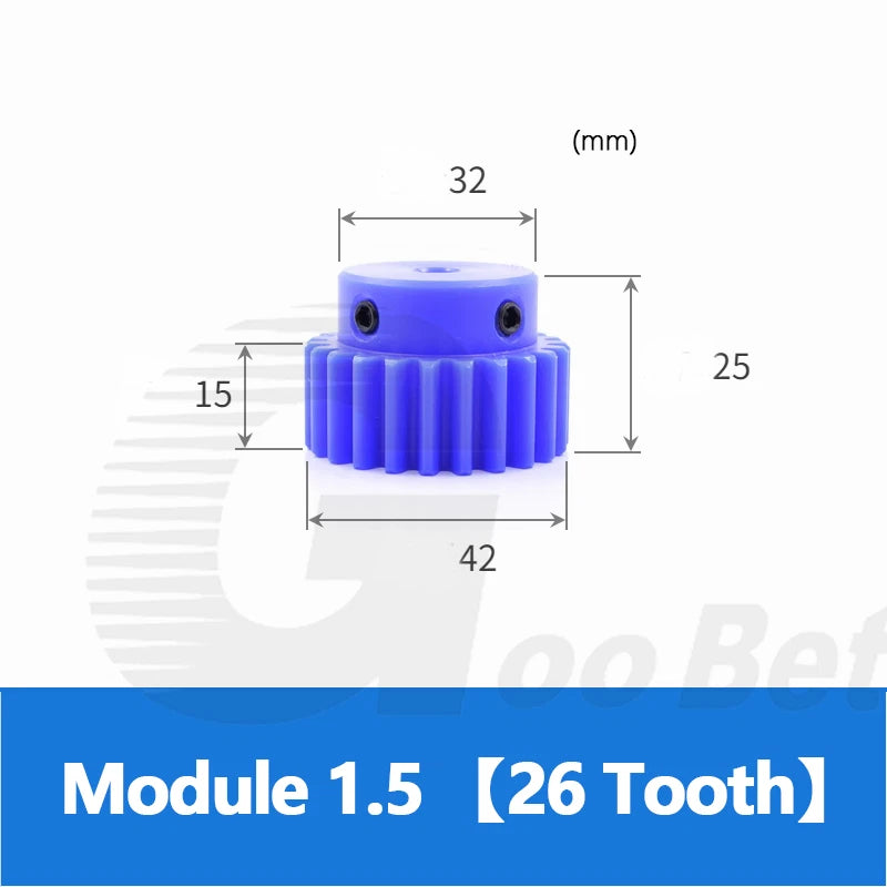 Mod 1/1.5/2 Precision Spur Gear Pinion 15-120 Tooth with Step Bore 4-16mm Nylon