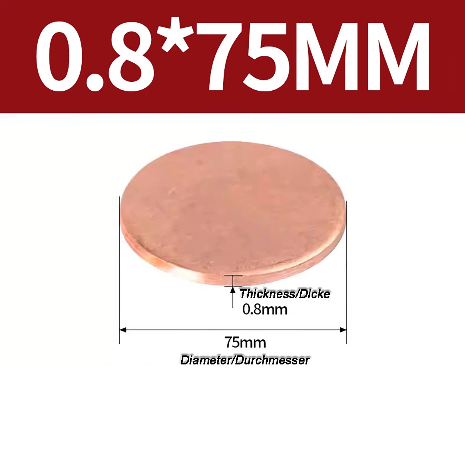 Solid Pure Copper Discs Blanks Round Plate Metal Sheet Thick 0.3~6mm Ø10mm~150mm