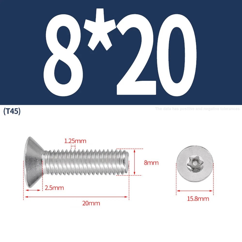 M3–M8 Pin Torx Countersunk Flat Head Machine Screws | A2 Stainless Steel - HomeDIYer