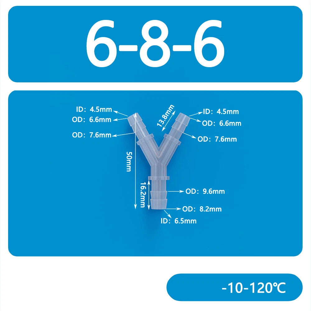 Y-Type 3-Way Barbed Hose Connector — Plastic Tee Fitting for Tube & Pipe