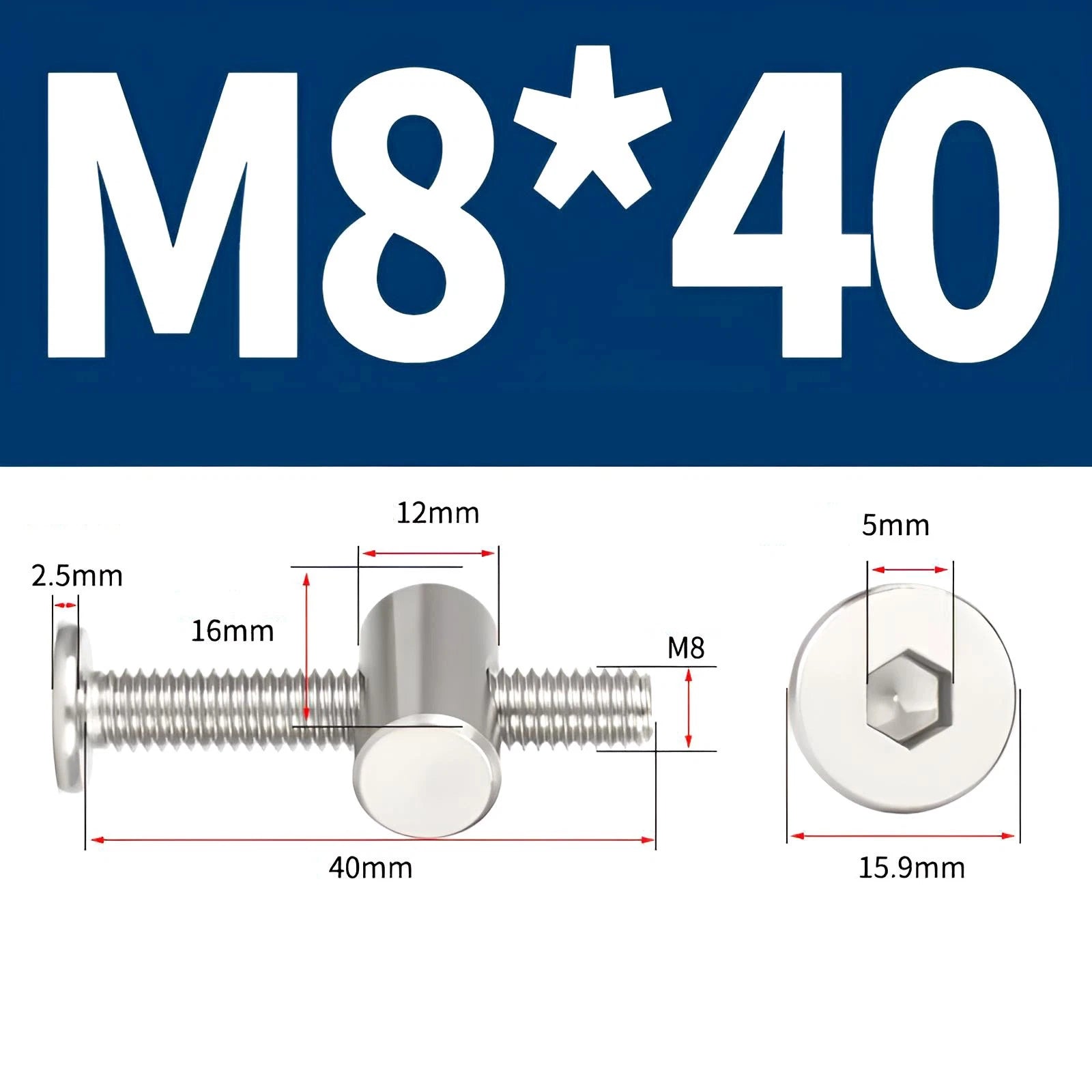 M4 M5 M6 M8 304 Stainless Steel Furniture Connecting Bolts with Barrel Nuts