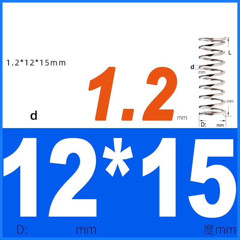 Compression Spring 1.2mm Wire Dia 8mm - 13mm OD Small Pressure Springs