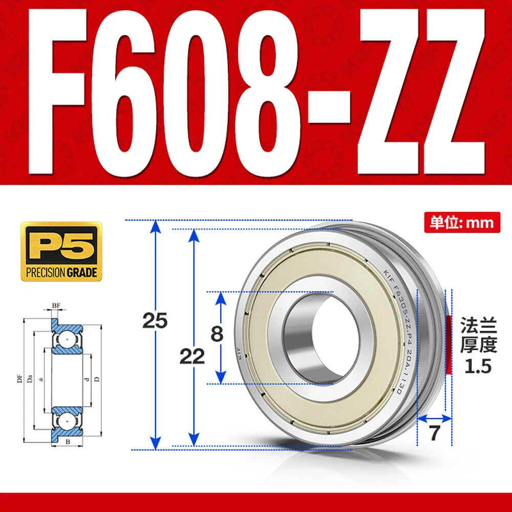 Mini Metal Shielded Flanged Ball Bearings - Model Complete Inner Diameter 2-50mm