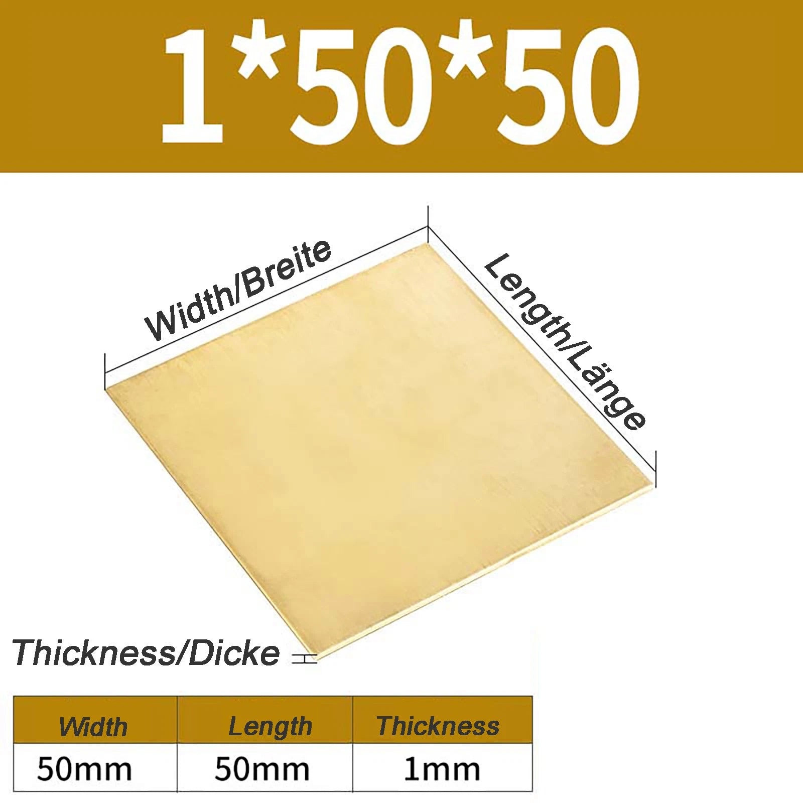 Natural Brass Sheet Metal guillotine cut - 0.3mm - 3.0mm - Multiple Sizes