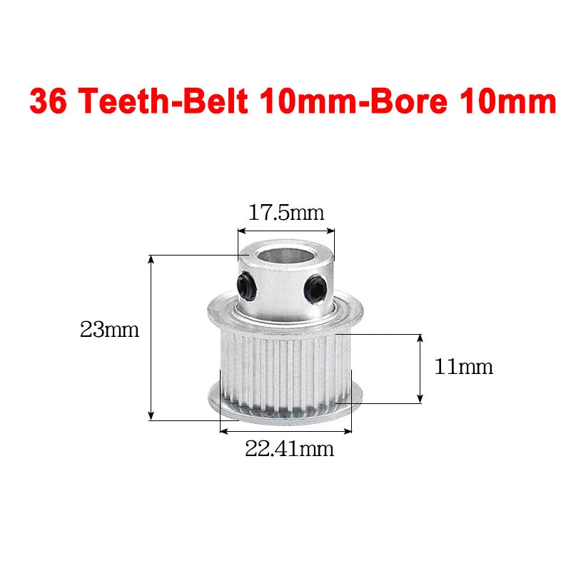 2GT Drive Pulley With Step 16 Tooth - 100 Tooth Bore 4mm - 25mm for 10mm Belt