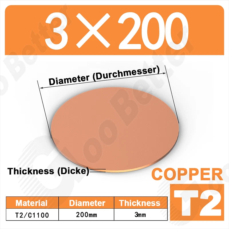Solid Pure Copper Discs Blank Metal Round Sheet Plate Thick 0.5-3mm Dia 20-100mm