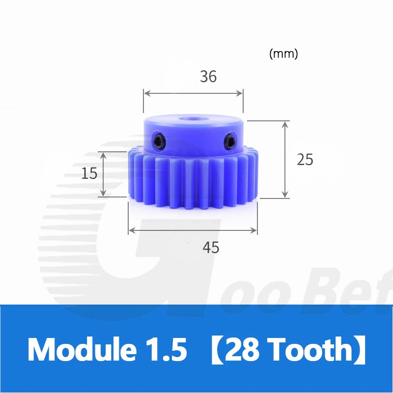 Mod 1/1.5/2 Precision Spur Gear Pinion 15-120 Tooth with Step Bore 4-16mm Nylon