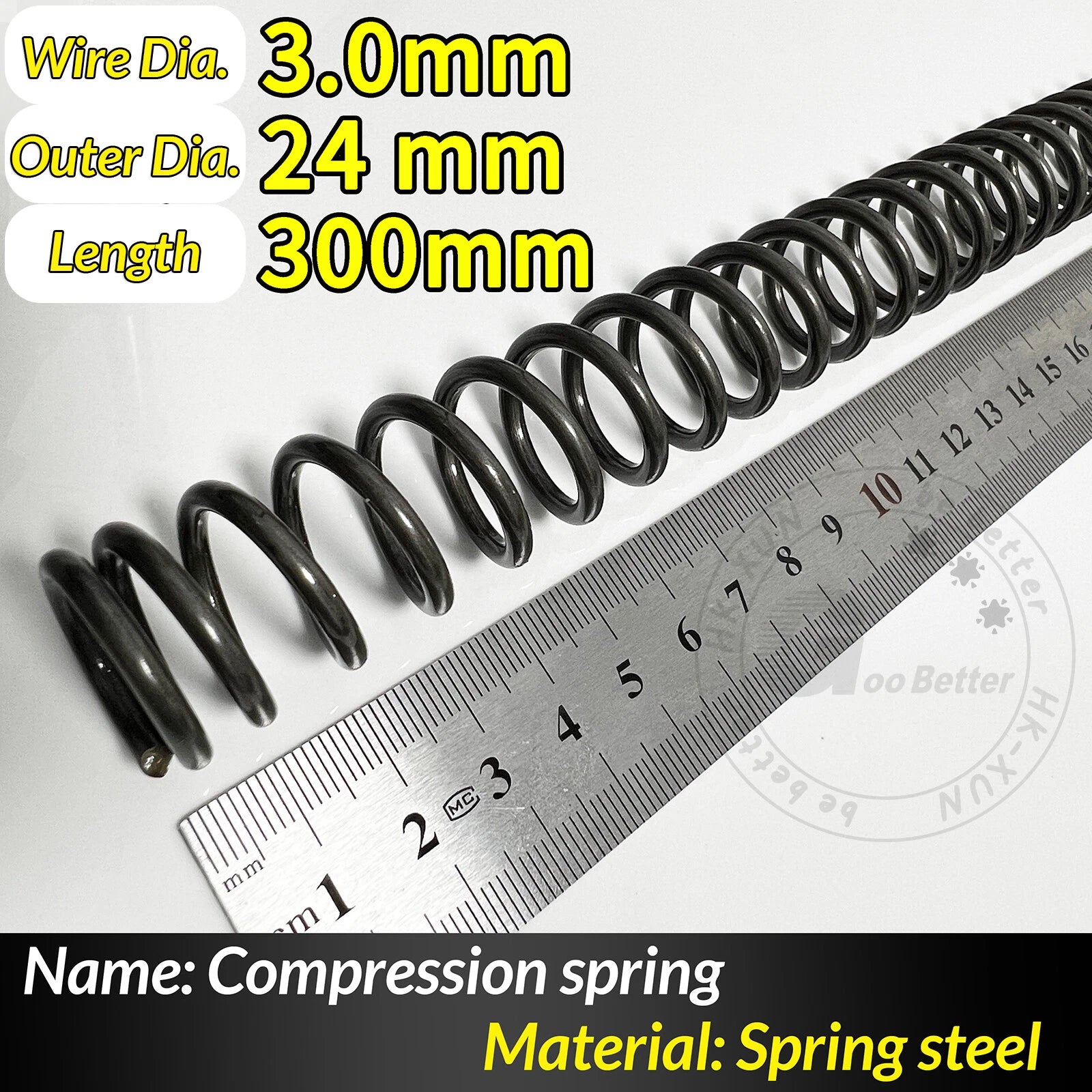 Compression Spring Pressure Springs, Wire Dia 2-3.5mm, OD 10-60mm, Length 300mm