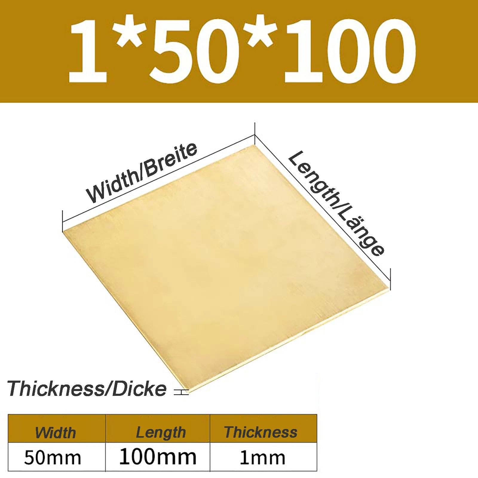 Natural Brass Sheet Metal guillotine cut - 0.3mm - 3.0mm - Multiple Sizes
