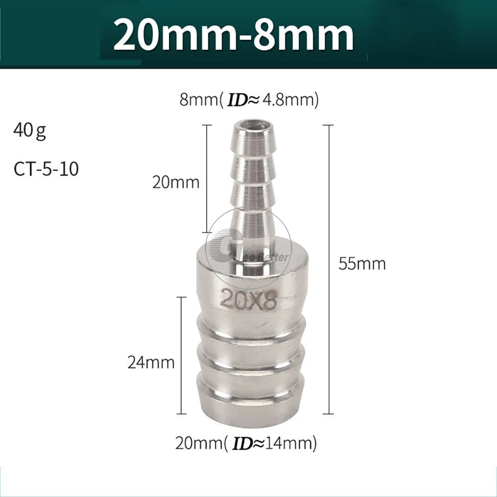 A2 Stainless Steel 8-41mm Barbed Hose Connector,Hosetail Pipe Air Water Oil Fuel