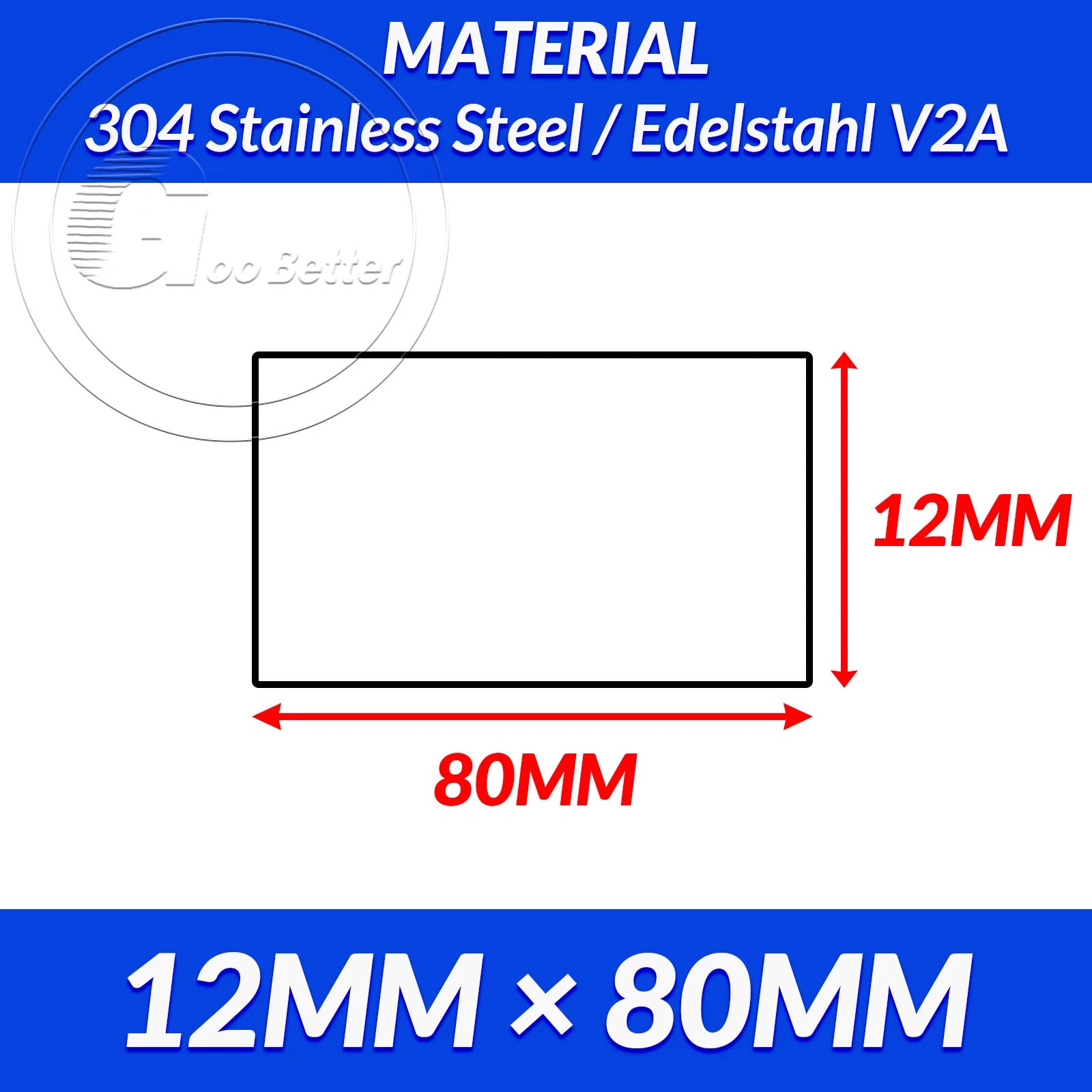 304 A2 Stainless Steel Flat Bar Metal Plate Strip Width 10MM-80MM Length 300MM