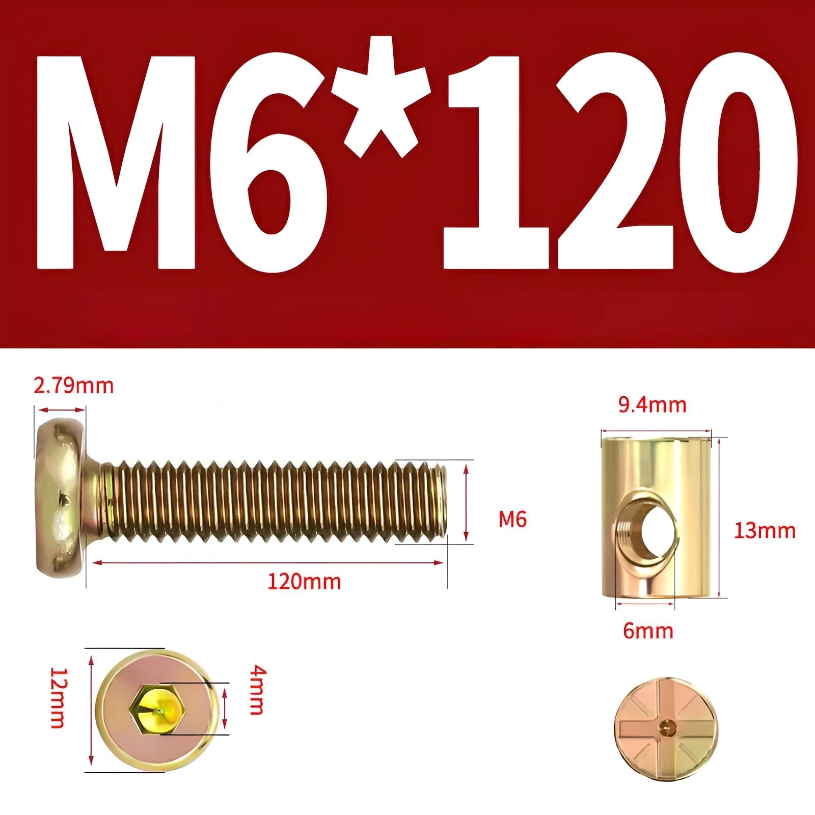M6 M8 Galvanised Furniture Connecting Bolts with Barrel Nuts | Slotted & Phillips | 8mm–120mm