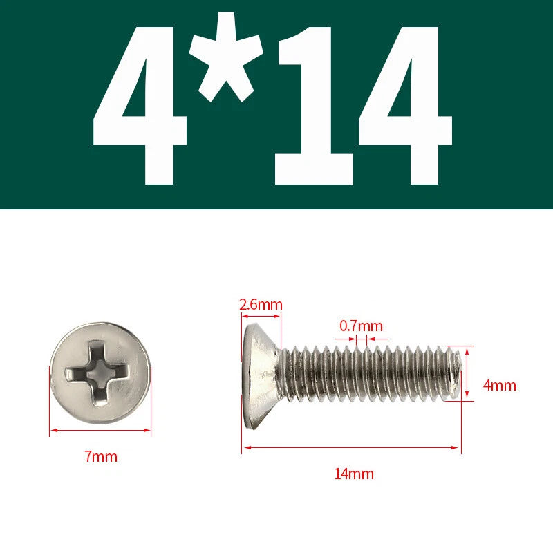Phillips Machine Screws Countersunk Nickel Plated Steel DIN 965 Flat Head M1~M6