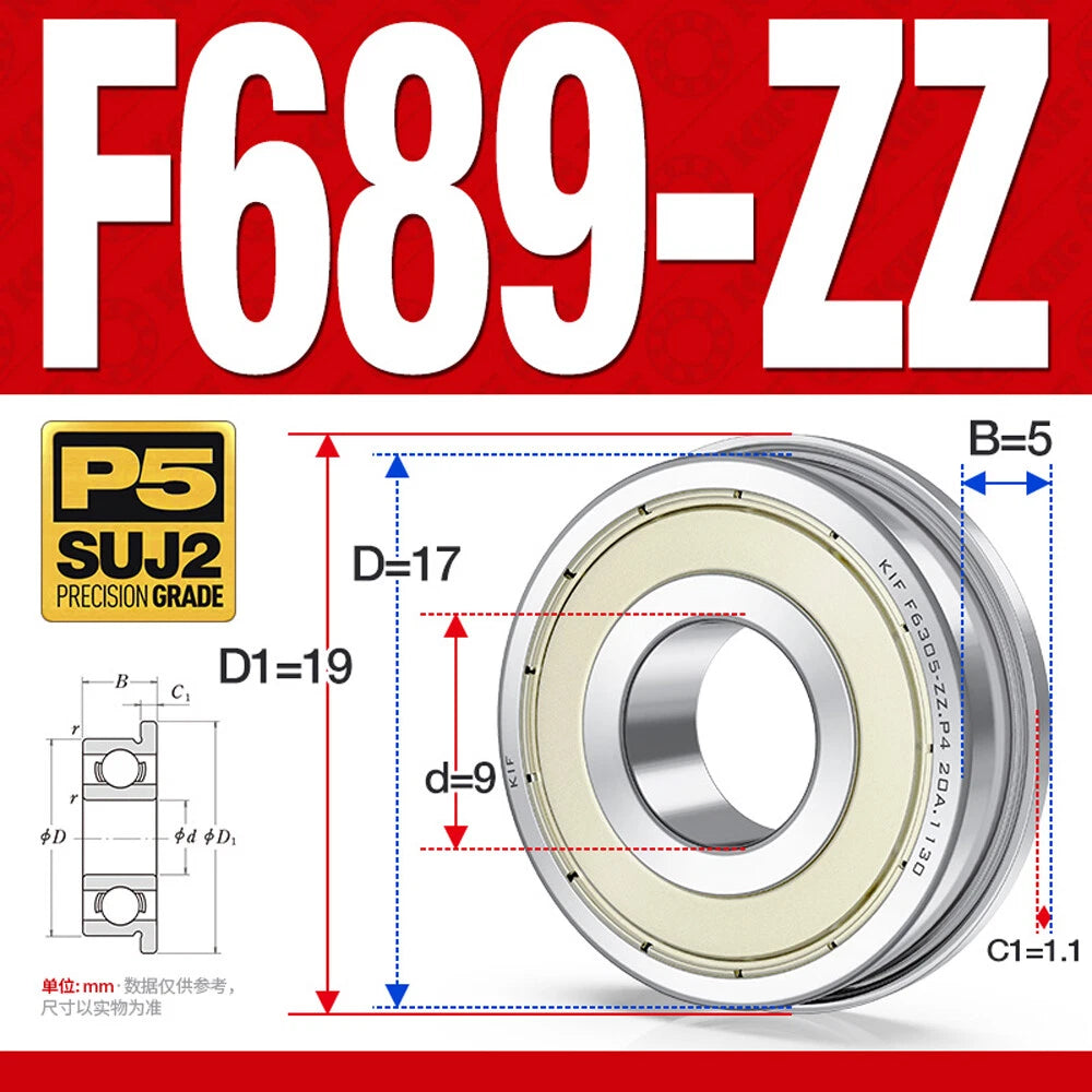 Mini Metal Shielded Flanged Ball Bearings - Model Complete Inner Diameter 2-50mm