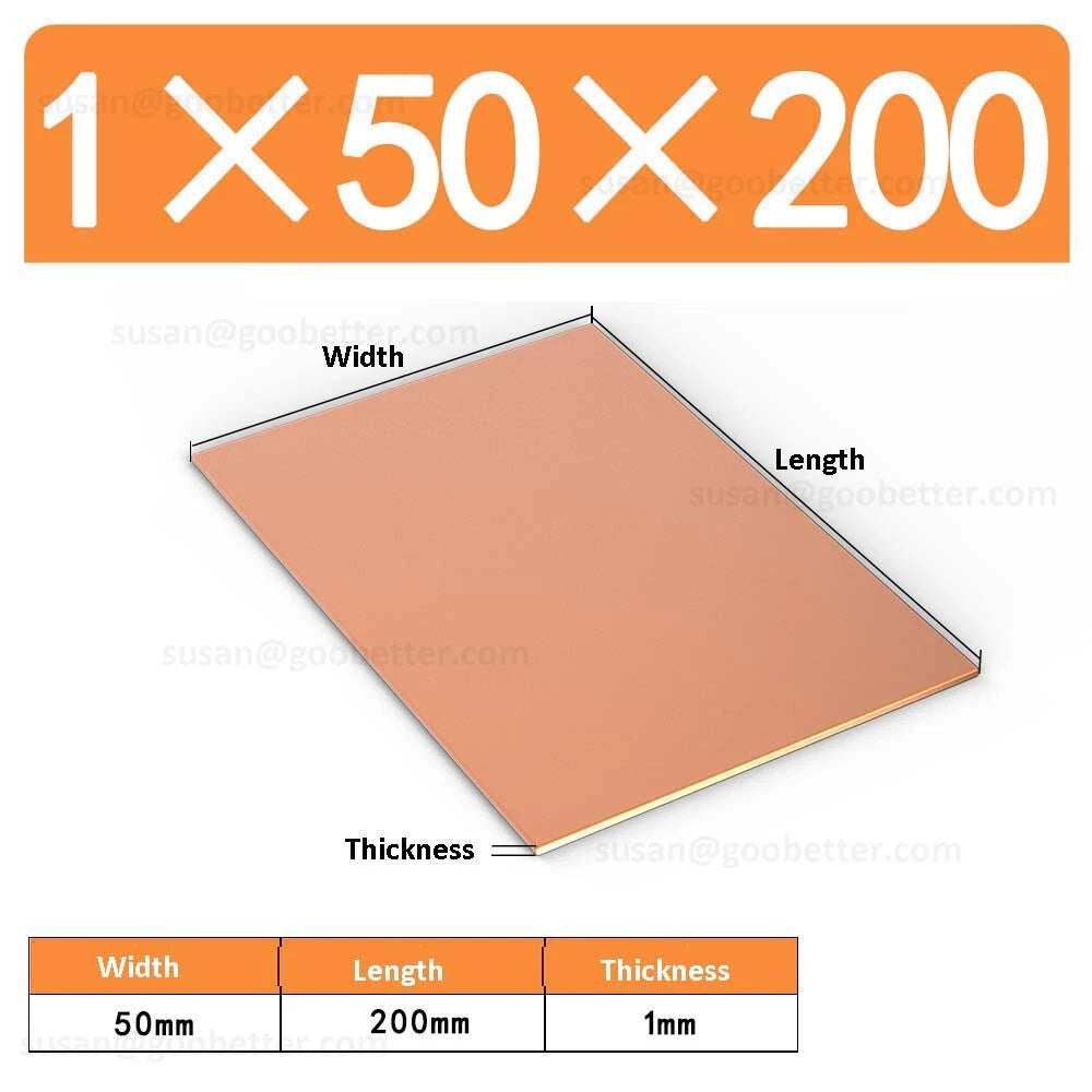 Natural Copper Sheet Metal guillotine cut - 0.3mm to 6.0mm - Multiple Sizes