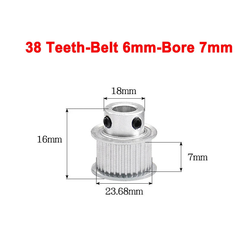 2GT Drive Pulley With Step 16 Tooth - 100 Tooth Bore 4mm - 25mm for 6mm Belt