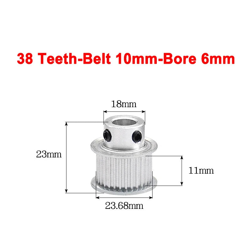 2GT Drive Pulley With Step 16 Tooth - 100 Tooth Bore 4mm - 25mm for 10mm Belt